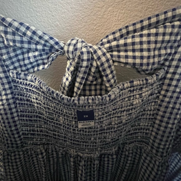 Old Navy Blue and White Gingham Maxi Dress and Bow - Picture 3 of 9